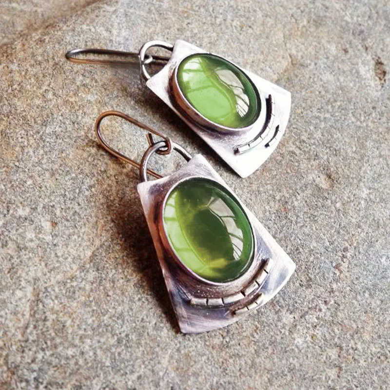 Boucles d'oreilles en argent vintage vert