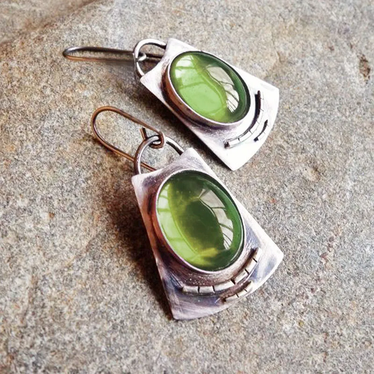 Boucles d'oreilles en argent vintage vert