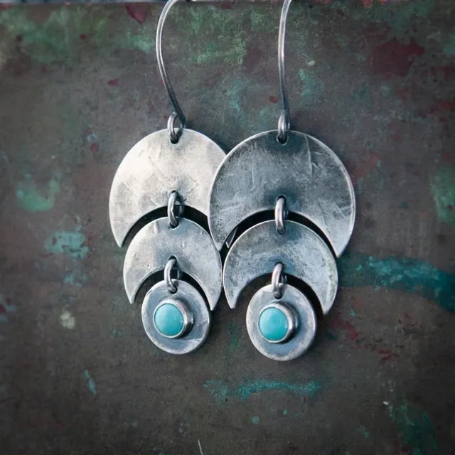 Boucles d'oreilles vintage turquoise en argent