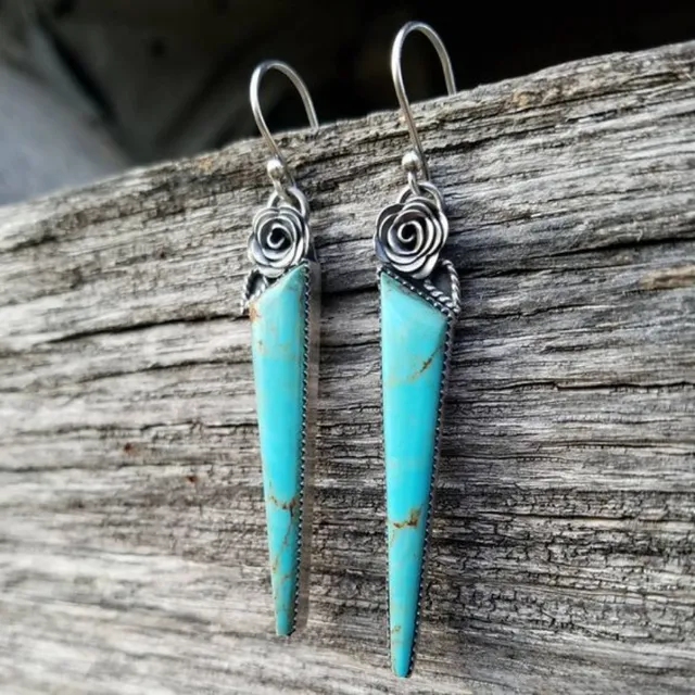 Boucles d'oreilles en dentelle vintage avec pierre turquoise