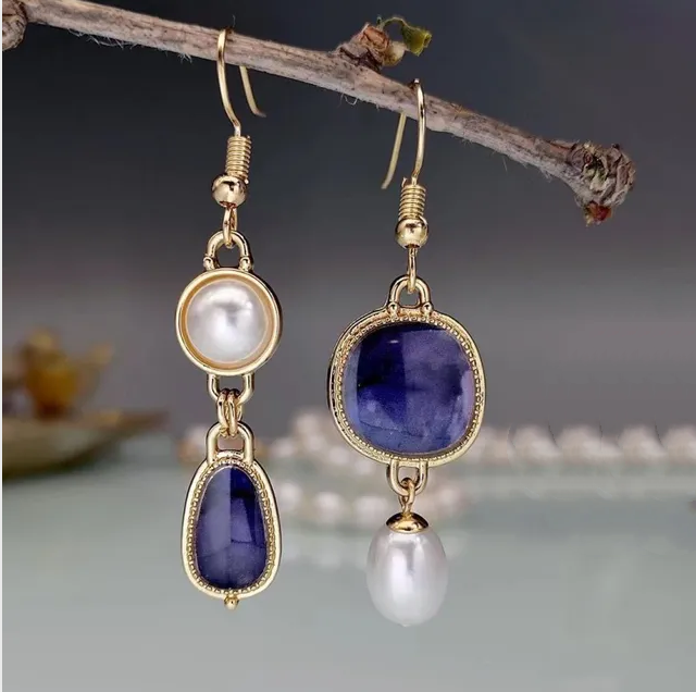 Boucles d'oreilles en perles vintage Blaustein