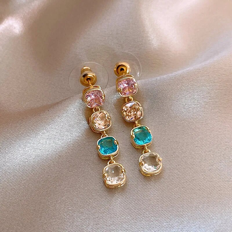 Boucles d'oreilles pendantes élégantes multicolores