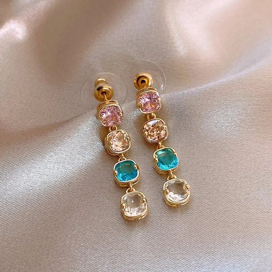 Boucles d'oreilles pendantes élégantes multicolores