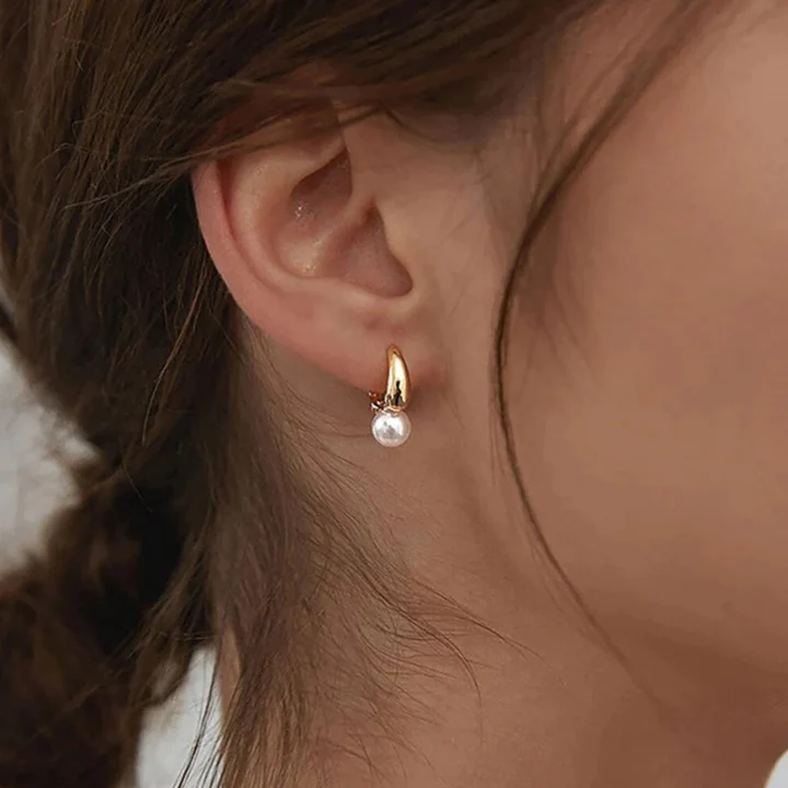 Boucles d'Oreilles en Petite Perle Plaqué Or