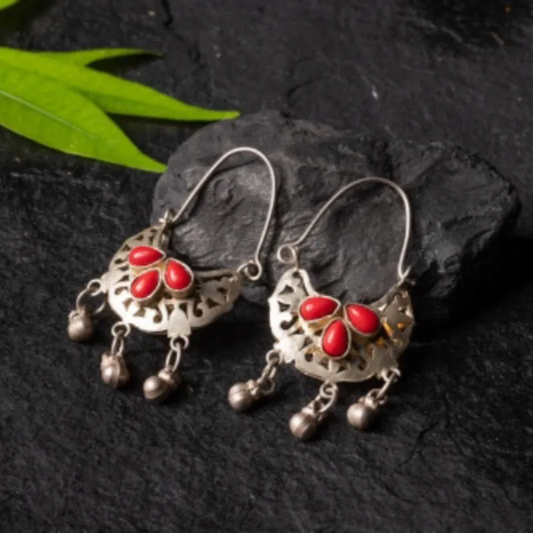 Boucles d'oreilles Méduse Vintage Rouge