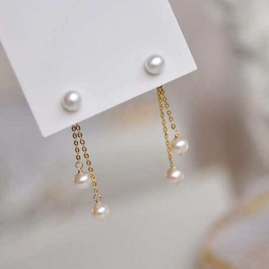 Boucles d'oreilles élégantes en perles pendantes