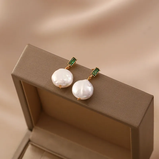 Boucles d'oreilles en perles de cristal vert élégantes