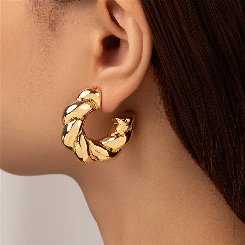 Boucles d'oreilles vintage en cercle doré épais