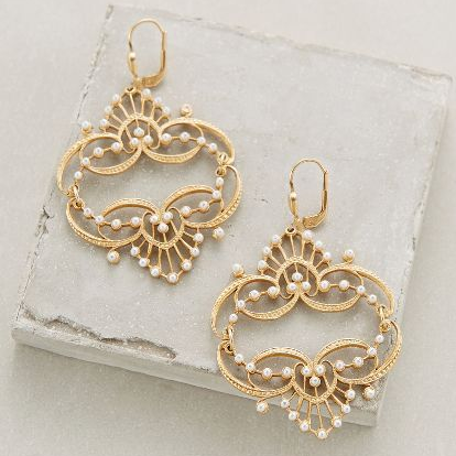 Boucles d'oreilles vintage en perles dorées Mandala