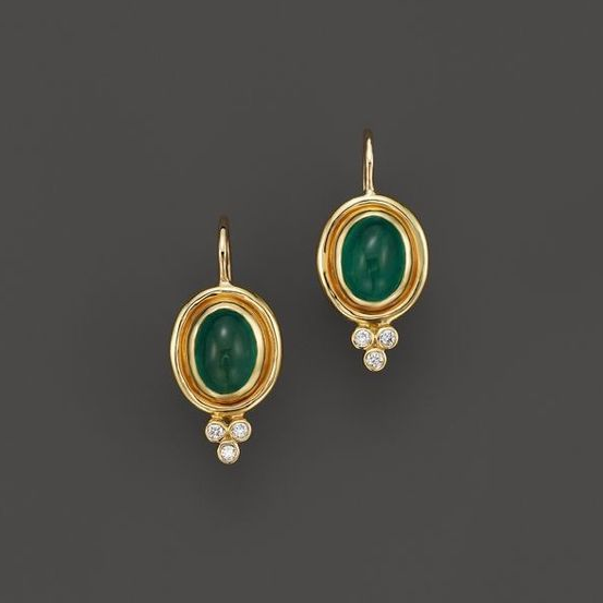 Boucles d'oreilles vintage en jade doré