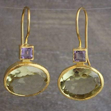 Boucles d'oreilles vintage en cristal vert doré
