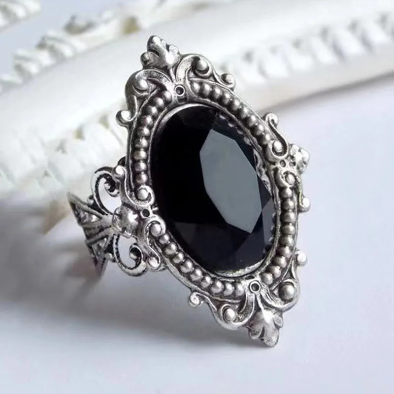 Bague en Pierre Noire Boho en Argent