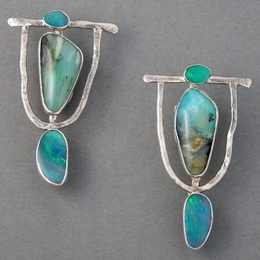 Boucles d'oreilles turquoise en argent boho