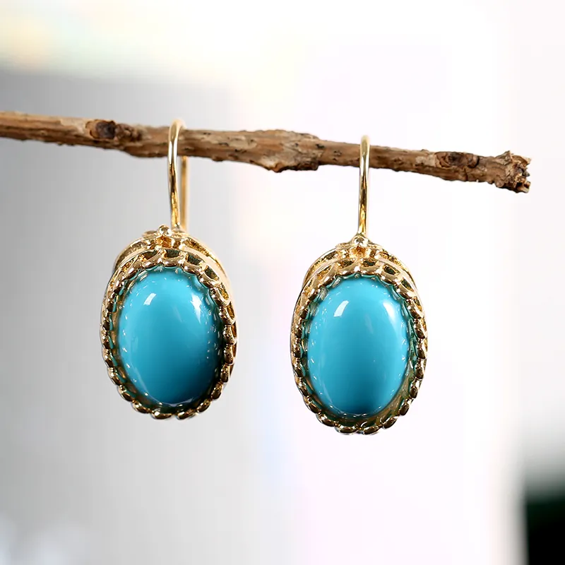 Boucles d'oreilles vintage bleu et or