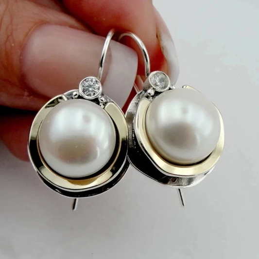 Boucles d'oreilles en perles vintage en argent