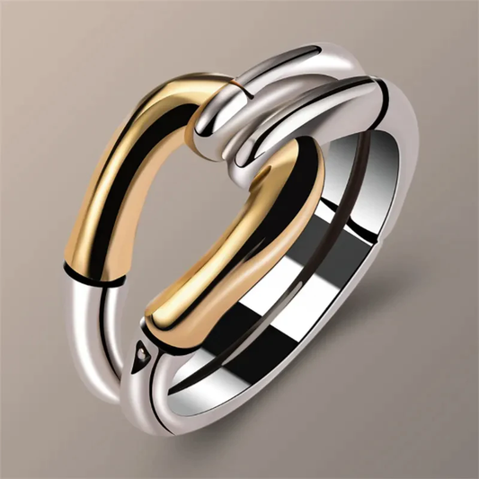 Bague Vintage Knotée en Or et Argent