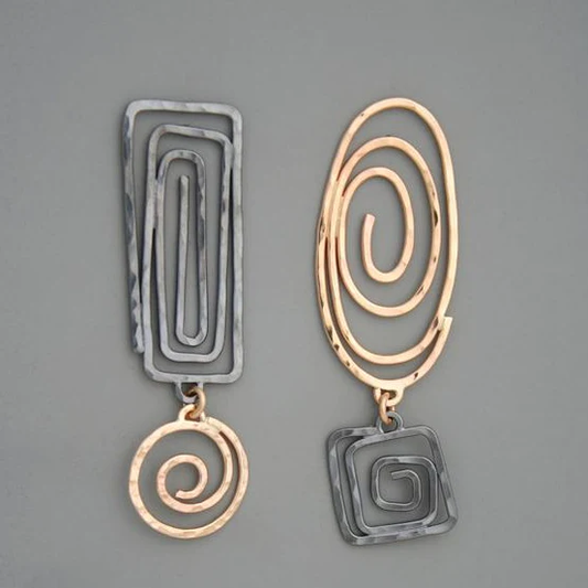 Boucles d'oreilles spirales vintage en or et argent