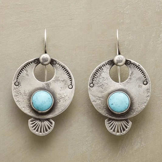 Boucles d'oreilles rondes en turquoise vintage