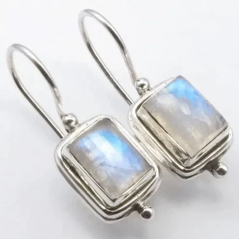 Beatriz - Boucles d'oreilles vintage en pierre carrée avec pierre de lune