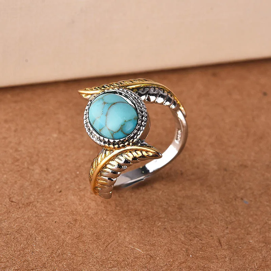 Bague Vintage en Turquoise en Or et Argent