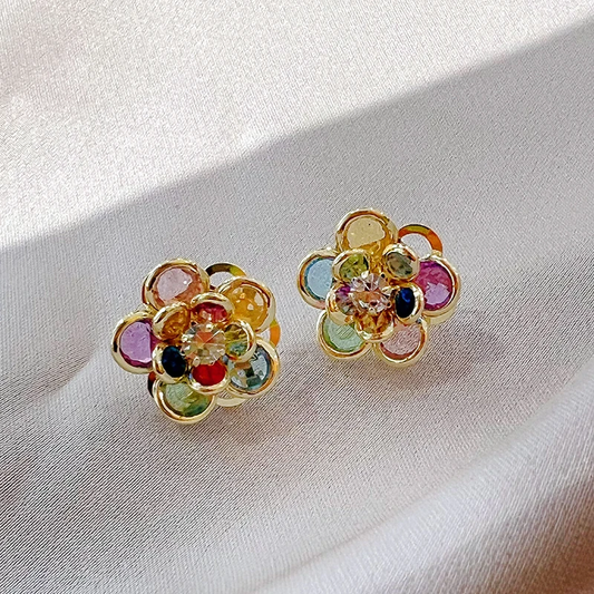 Boucles d'oreilles en cristal coloré élégant
