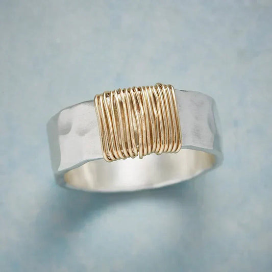 Bague en Argent et Or Enveloppée de Fil
