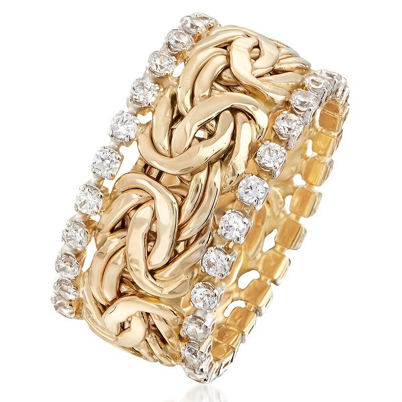 Bague en Zirconia Tressée en Or Vintage