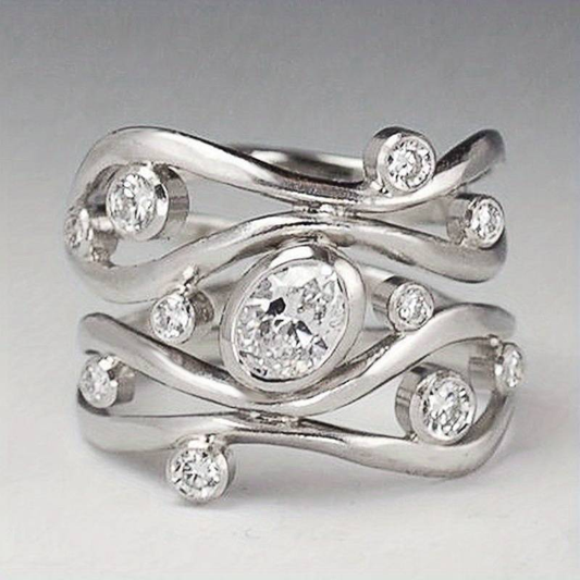 Bague en argent zirconium irrégulière vintage