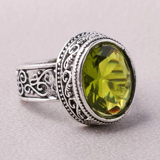 Bague en Verre Olive Vintage