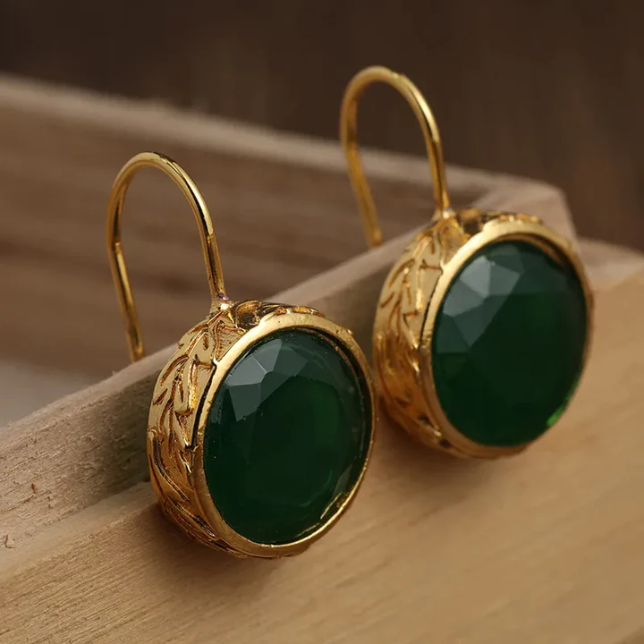 Boucles d'oreilles vintage rondes vertes