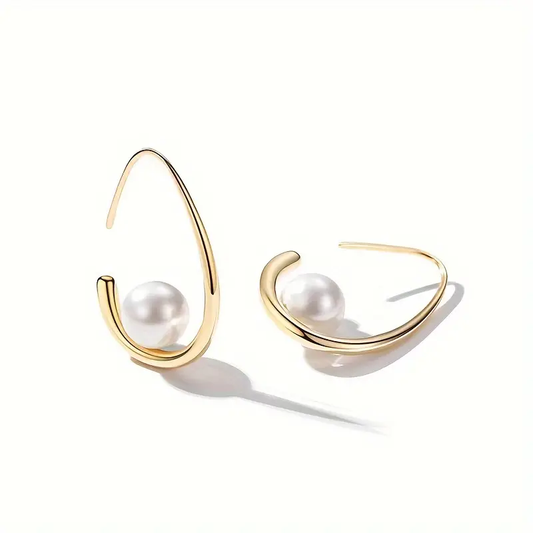 Boucles d'oreilles élégantes en perles et or