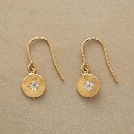 Boucles d'oreilles vintage avec zirconia doré
