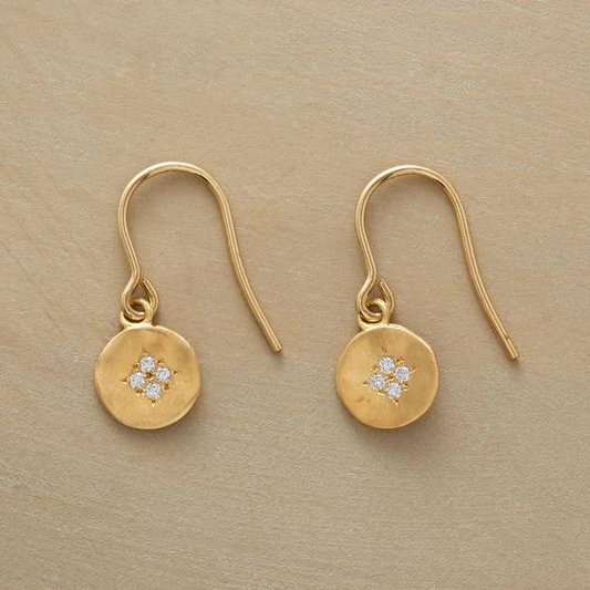 Boucles d'oreilles vintage avec zirconia doré