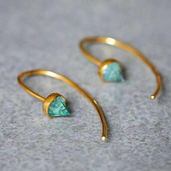 Boucles d'oreilles vintage en turquoise et diamant en or