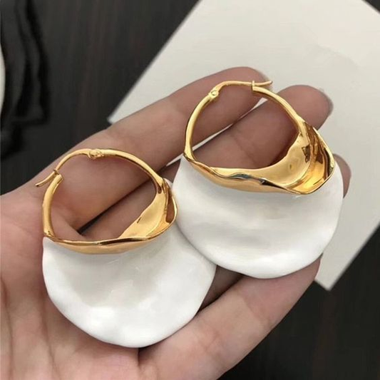 Boucles d'oreilles vintage en blanc et or