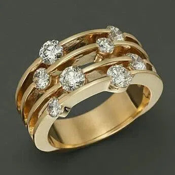 Bague dorée à couches avec zirconias
