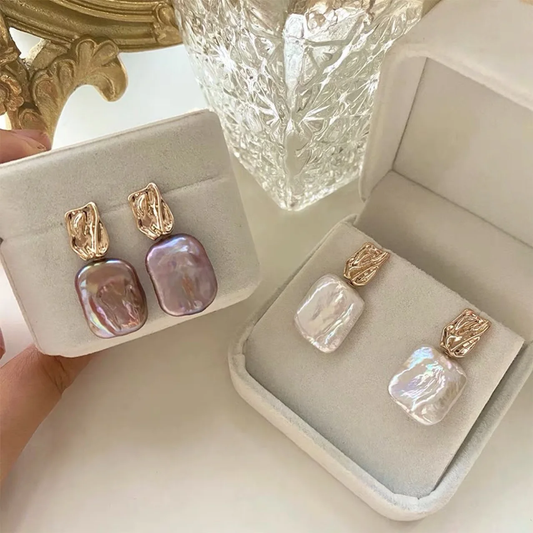 Boucles d'oreilles en perles baroques élégantes en or