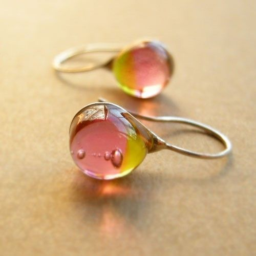 Boucles d'Oreilles Vintage en Verre Chaud