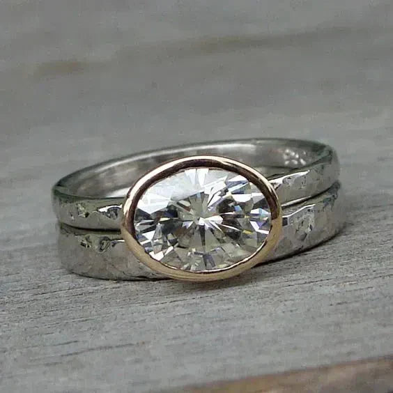 Bague Vintage en Zirconium Argenté Double
