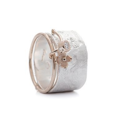 Bague Fleur Argent Vintage Rose