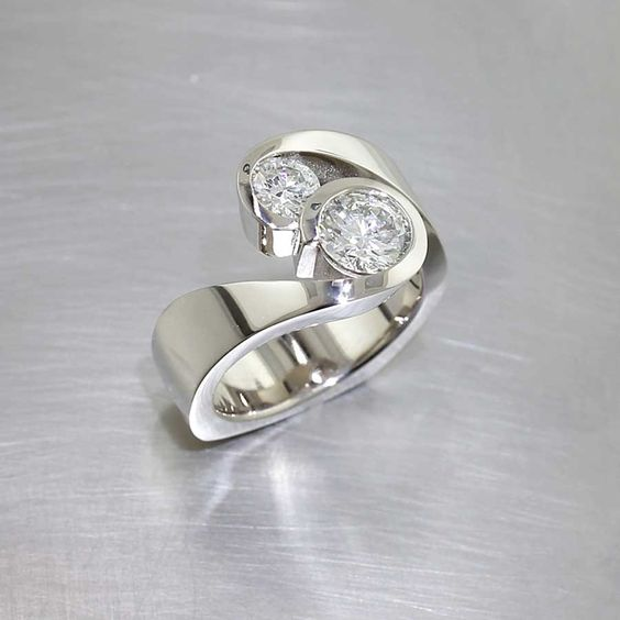 Bague ouverte en zirconia argent vintage