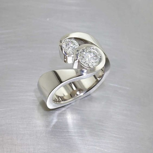 Bague ouverte en zirconia argent vintage