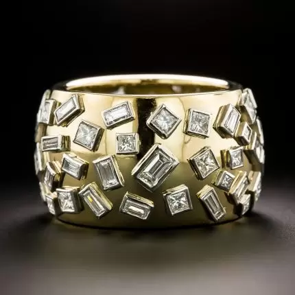 Bague vintage avec incrustations en verre