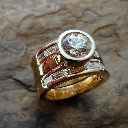 Bague vintage en verre laminé