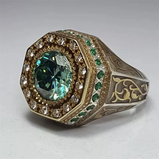Bague Verte en Or Vintage Brillant