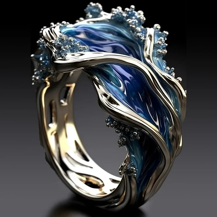 Bague Vintages Ondulée Dorée Océan