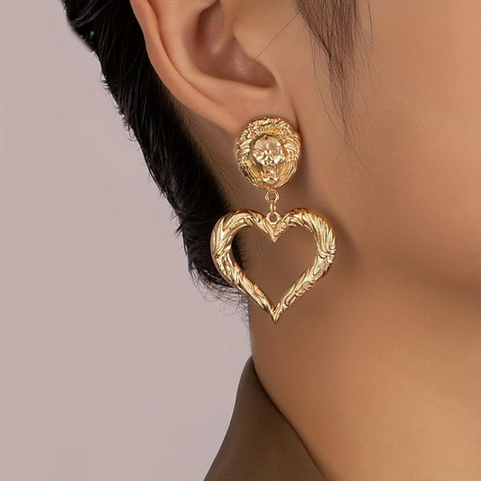 Boucles d'oreilles en cœur doré vintage