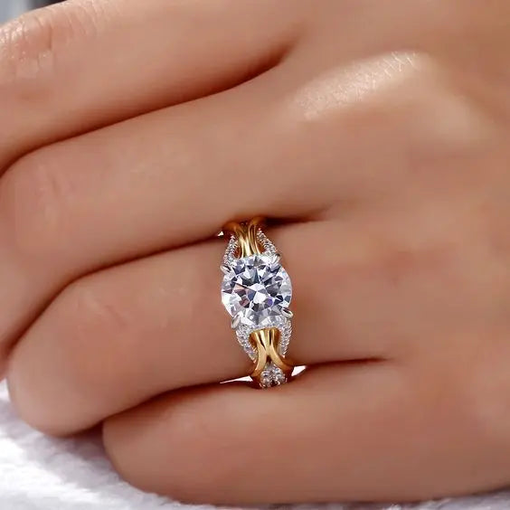 Bague en Cristal Vintage Or et Argent