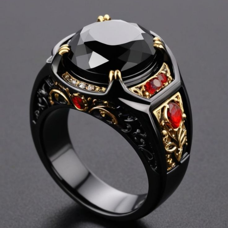Bague vintage avec cristal noir
