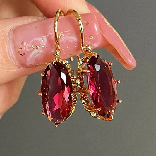Boucles d'oreilles rouges en or vintage